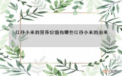红谷小米的营养价值有哪些 红谷小米的由来