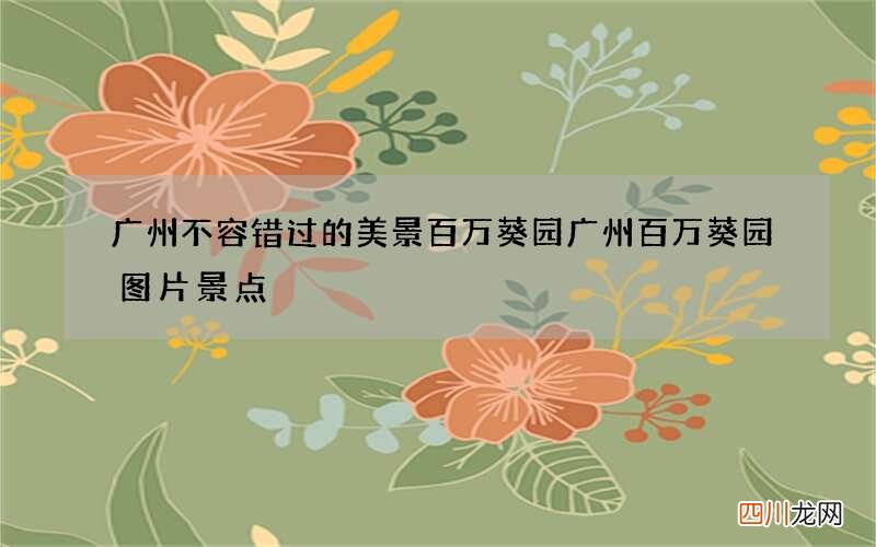 广州不容错过的美景百万葵园 广州百万葵园图片景点