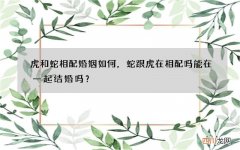虎和蛇相配婚姻如何，蛇跟虎在相配吗能在一起结婚吗？