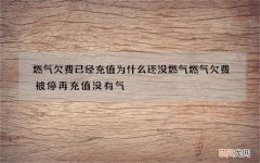 燃气欠费已经充值为什么还没燃气 燃气欠费被停再充值没有气