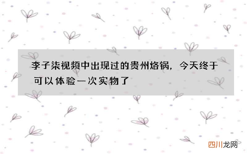 李子柒视频中出现过的贵州烙锅，今天终于可以体验一次实物了
