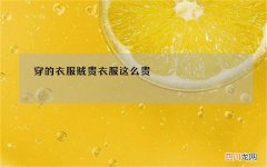 穿的衣服贼贵 衣服这么贵