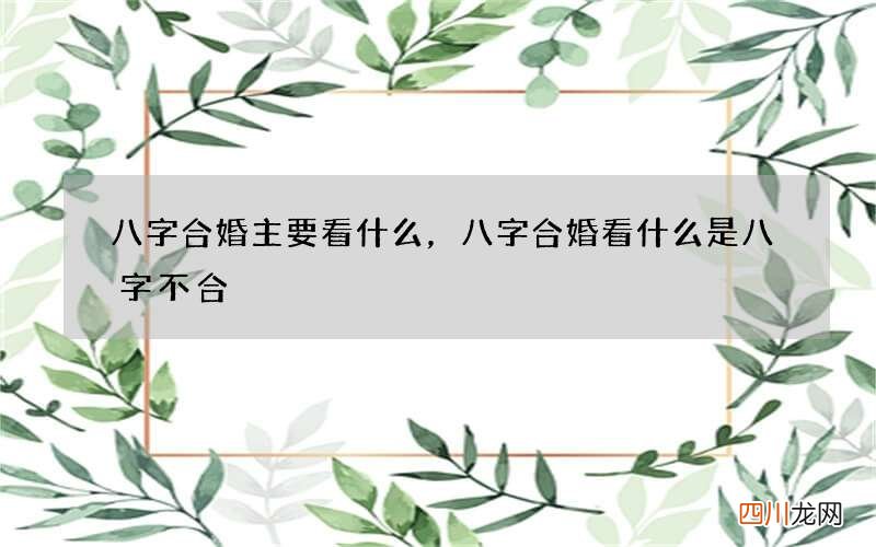 八字合婚主要看什么，八字合婚看什么是八字不合