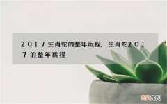 2017生肖蛇的整年运程, 生肖蛇2017的整年运程