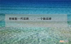 想做新一代品牌... 一个新品牌