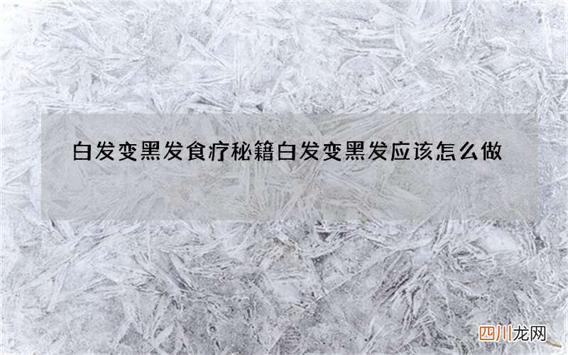 白发变黑发食疗秘籍白发变黑发应该怎么做