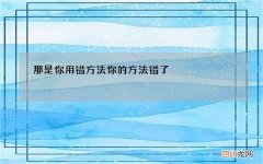 那是你用错方法 你的方法错了