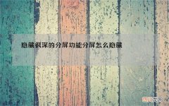 隐藏很深的分屏功能 分屏怎么隐藏