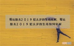 霉运散去2019犯太岁的生肖化解,霉运散去2019犯太岁的生肖如何化解