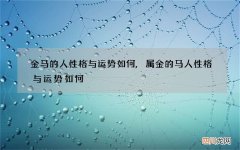 金马的人性格与运势如何,属金的马人性格与运势如何