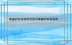 电磁炉炒菜的烹饪技巧 电磁炉炒菜诀窍