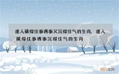 逢人藏得住事遇事又沉得住气的生肖,逢人藏得住事遇事沉得住气的生肖