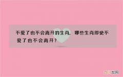 不爱了也不会离开的生肖,哪些生肖即使不爱了也不会离开？