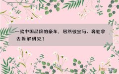 一款中国品牌的豪车，居然被宝马、奔驰拿去拆解研究？