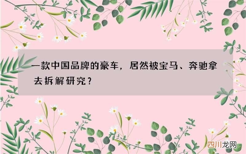 一款中国品牌的豪车，居然被宝马、奔驰拿去拆解研究？