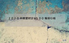 2020中国建材企业500强排行榜