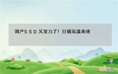 国产SSD又发力了！打破高温束缚，最高仅为44度，洋品牌都比不了