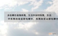 多吃哪些食物养胃,生活中如何养胃,生活中养胃的食谱都有哪些,养胃的禁忌都有
