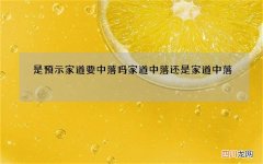 是预示家道要中落吗 家道中落还是家道中落