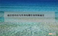 扁豆的功效与作用有哪些如何做扁豆