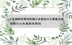 小米粥很养胃吗熬制小米粥有什么需要注意的地方小米粥很养胃吗