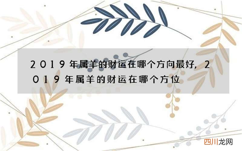 2019年属羊的财运在哪个方向最好,2019年属羊的财运在哪个方位