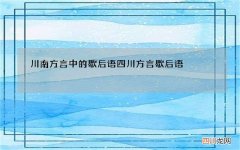 川南方言中的歇后语 四川方言歇后语