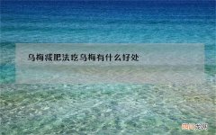乌梅减肥法吃乌梅有什么好处