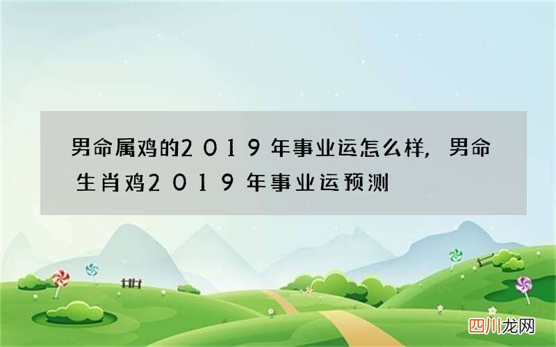 男命属鸡的2019年事业运怎么样,男命生肖鸡2019年事业运预测