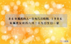 86年属虎的人一生有几次婚姻，1986年属虎女农历六月二十九日生日一辈