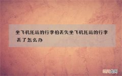 坐飞机托运的行李怕丢失 坐飞机托运的行李丢了怎么办