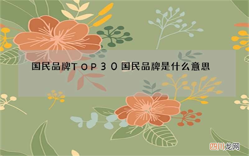 国民品牌TOP30 国民品牌是什么意思