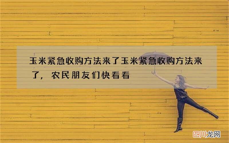 玉米紧急收购方法来了 玉米紧急收购方法来了,农民朋友们快看看