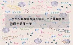 1996年属鼠姻缘在哪年，九六年属鼠的婚姻年是那一年