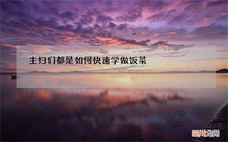主妇们都是如何快速学做饭菜