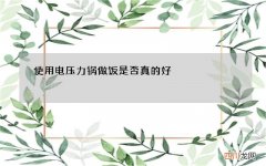使用电压力锅做饭是否真的好