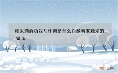 糯米酒的功效与作用是什么 自酿客家糯米酒做法