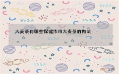 大麦茶有哪些保健作用 大麦茶的做法
