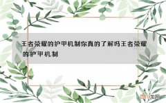 王者荣耀的护甲机制你真的了解吗 王者荣耀的护甲机制