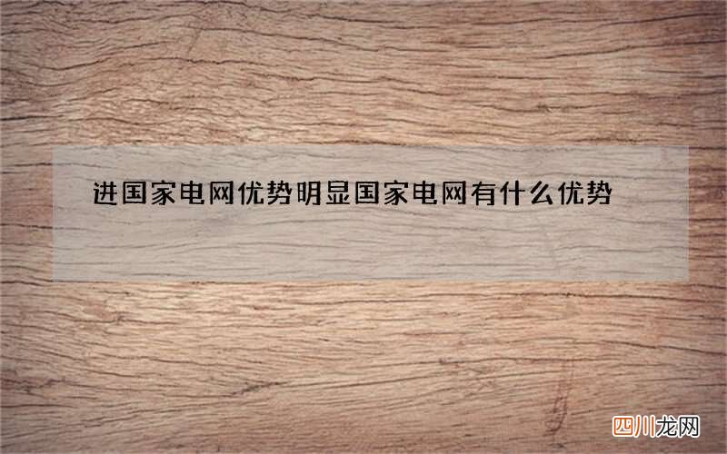 进国家电网优势明显 国家电网有什么优势