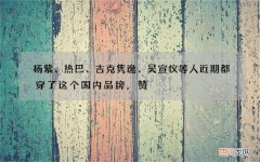 杨紫、热巴、吉克隽逸、吴宣仪等人近期都穿了这个国内品牌，赞