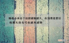 随着小米这个品牌越做越大，在消费者里价格屠夫的名号也越来越响