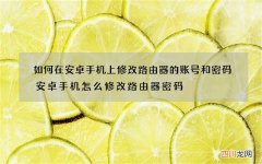如何在安卓手机上修改路由器的账号和密码 安卓手机怎么修改路由器密码