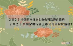 2021中国家电行业上市公司品牌价值榜 2021中国家电行业上市公司品牌价值榜TO
