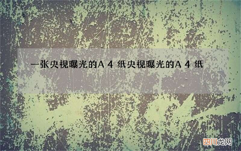 一张央视曝光的A4纸 央视曝光的A4纸