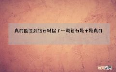 真的能捡到钻石吗 捡了一颗钻石是不是真的