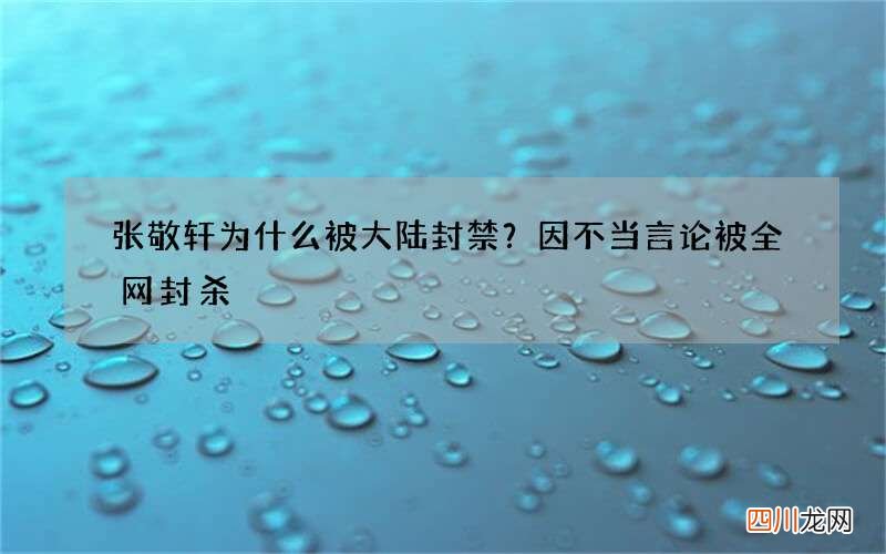 张敬轩为什么被大陆封禁？因不当言论被全网封杀