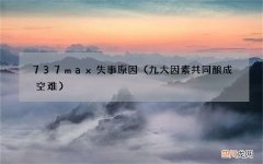 九大因素共同酿成空难 737max失事原因
