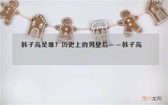 韩子高是谁？历史上的男皇后——韩子高