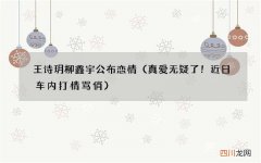 真爱无疑了！近日车内打情骂俏 王诗玥柳鑫宇公布恋情